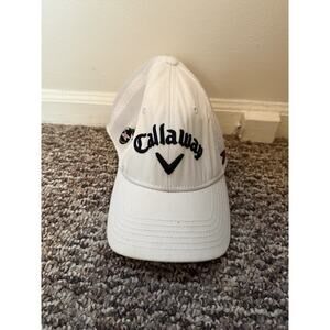 Callaway Golf Mesh Hat Cap White X Hot Odyssey Logo Flexfit M/L Stretch